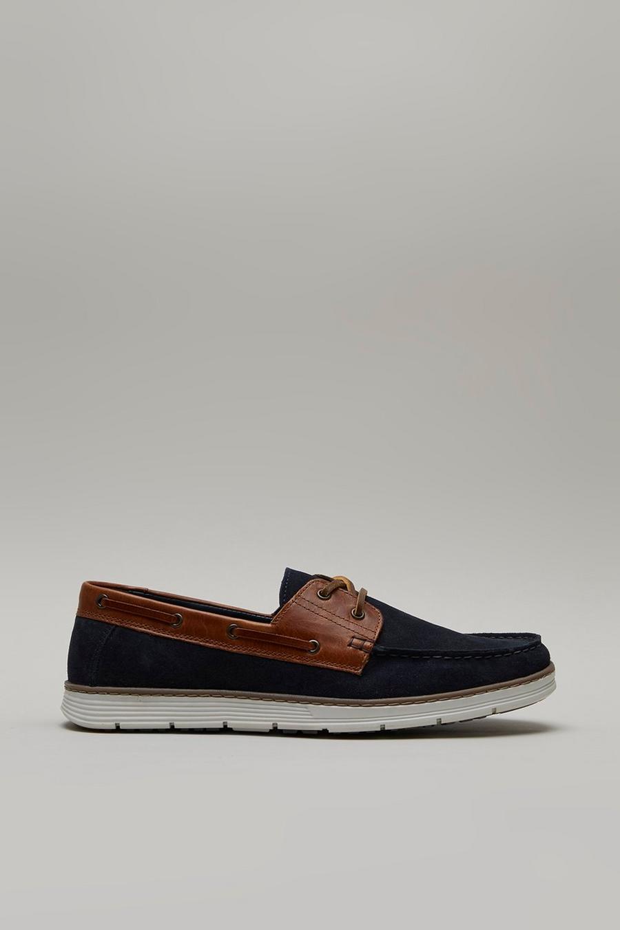 Suede Boat Shoes With Sole Detail