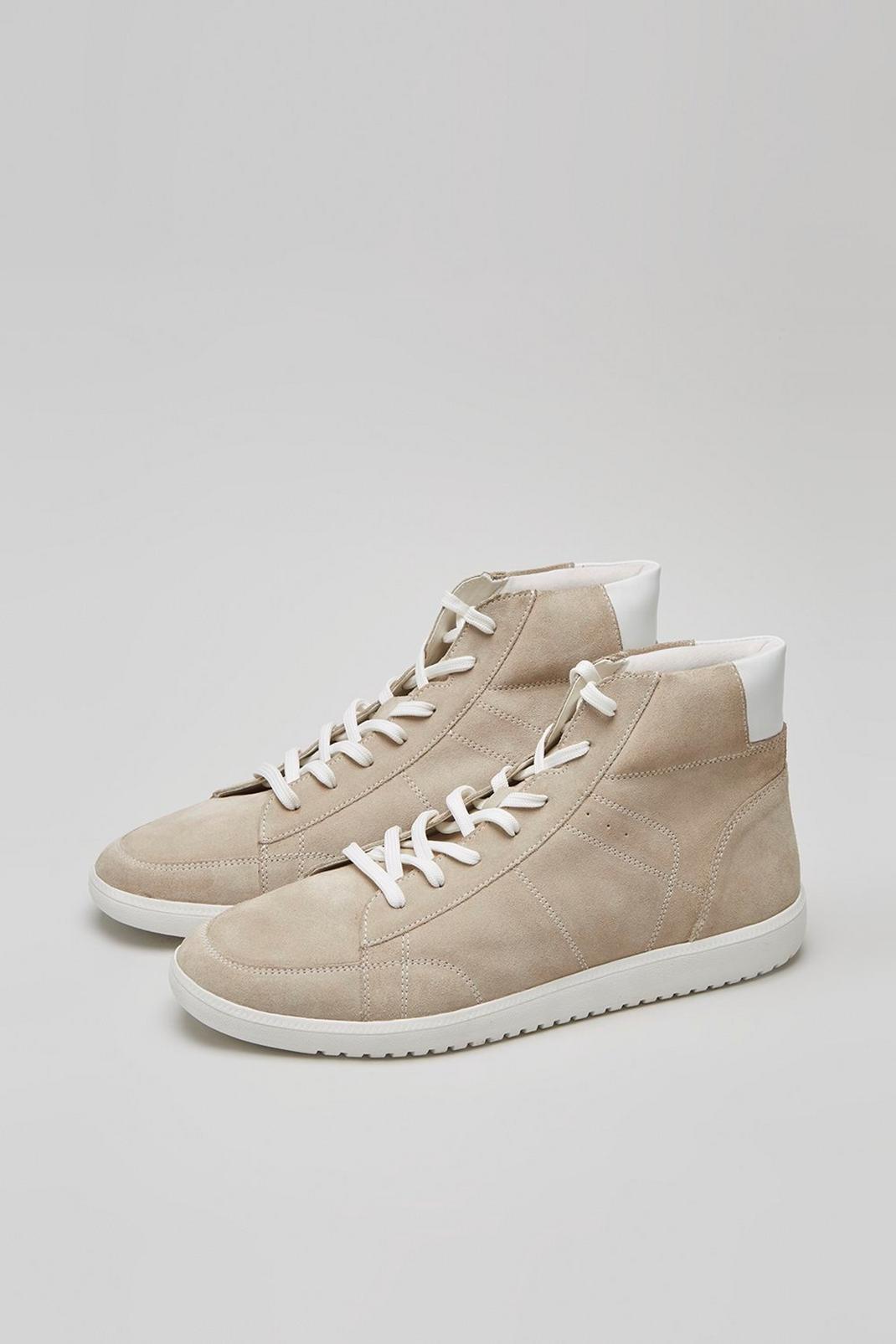 Ecru Suede High Top Trainers image number 1