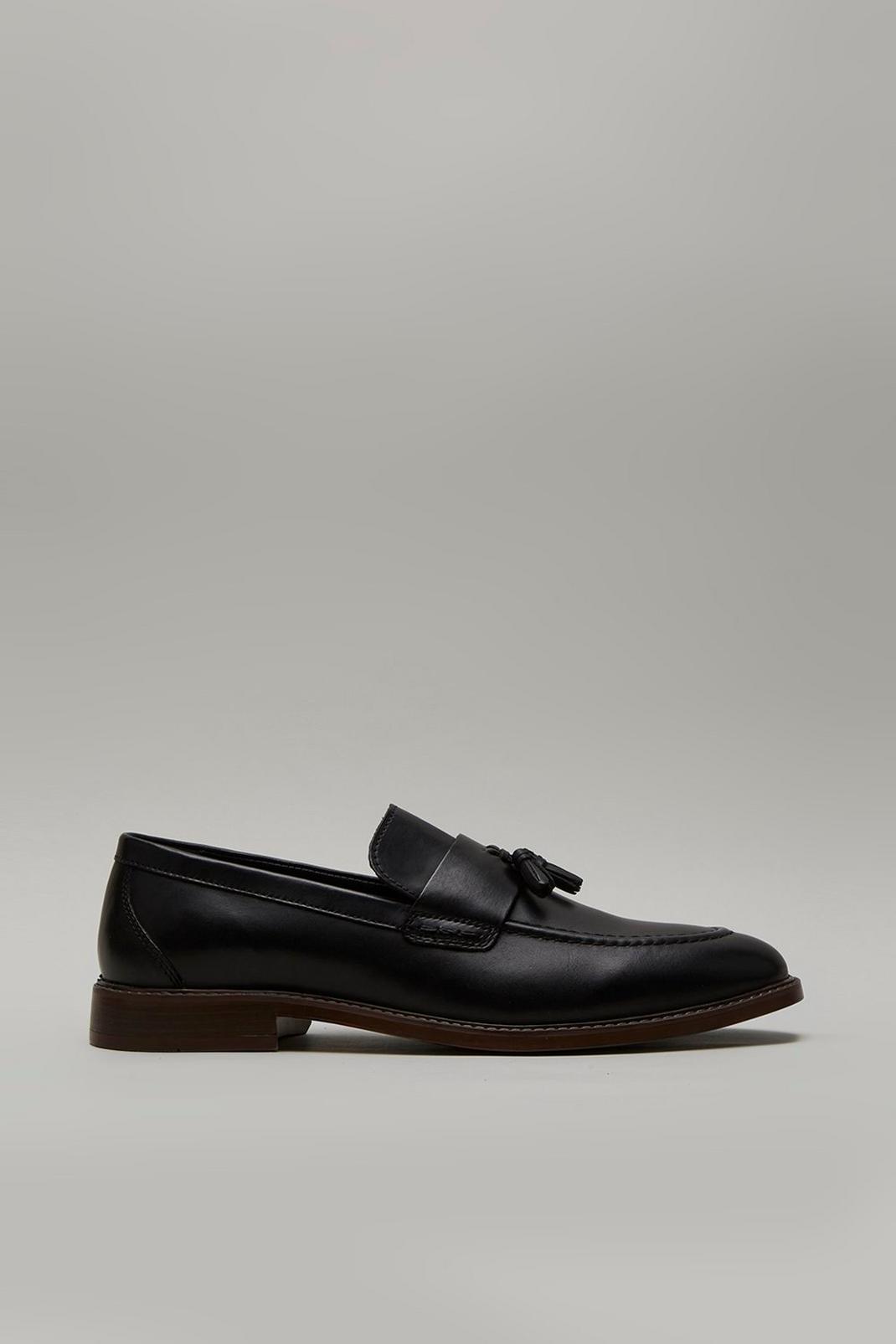Black Smart Leather Slip On Loafers image number 1