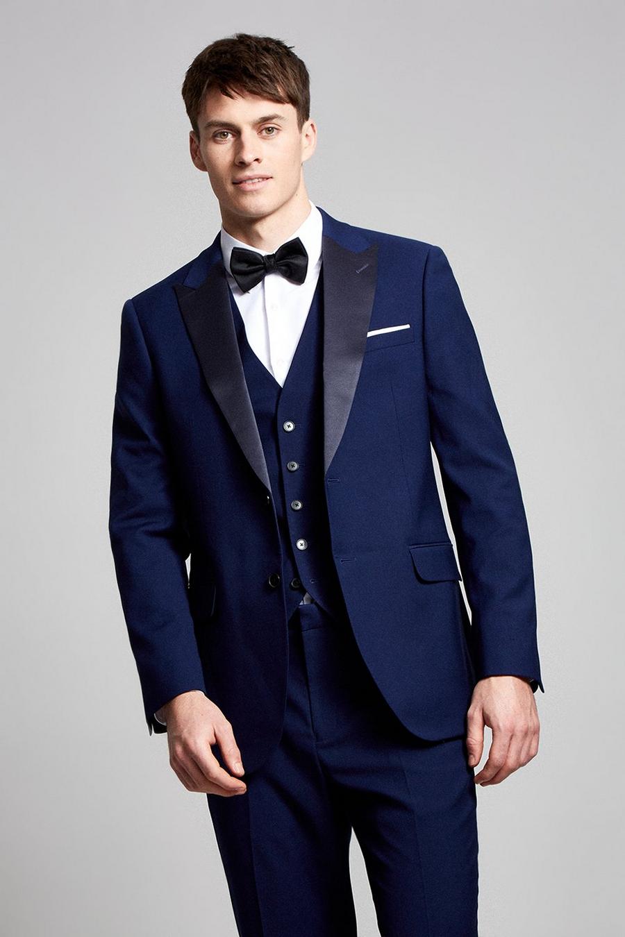 Navy Stretch Tailored Tuxedo Two-Piece Suit