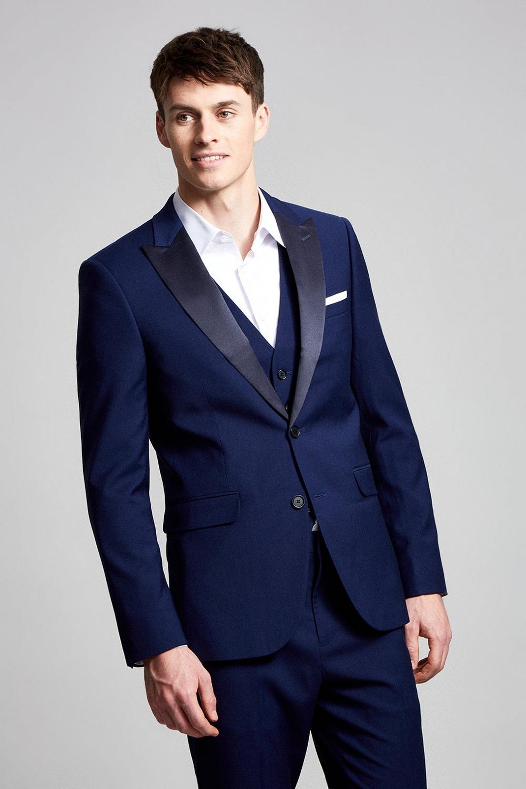 Navy Stretch Slim Tuxedo Two-Piece Suit image number 1