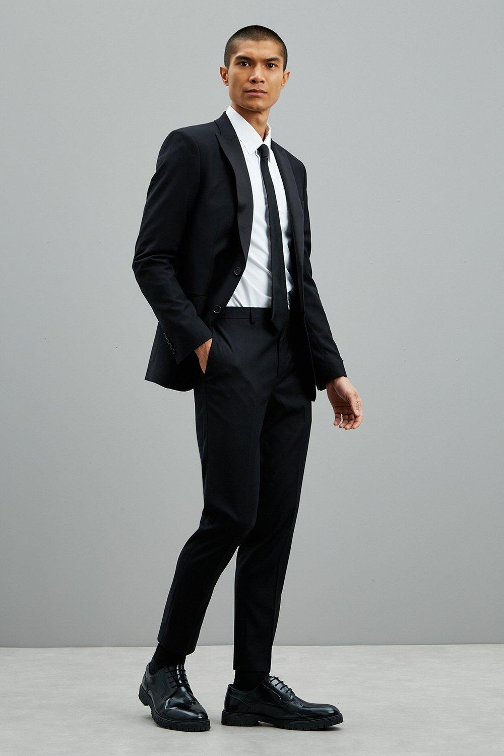 mens black stretch suit