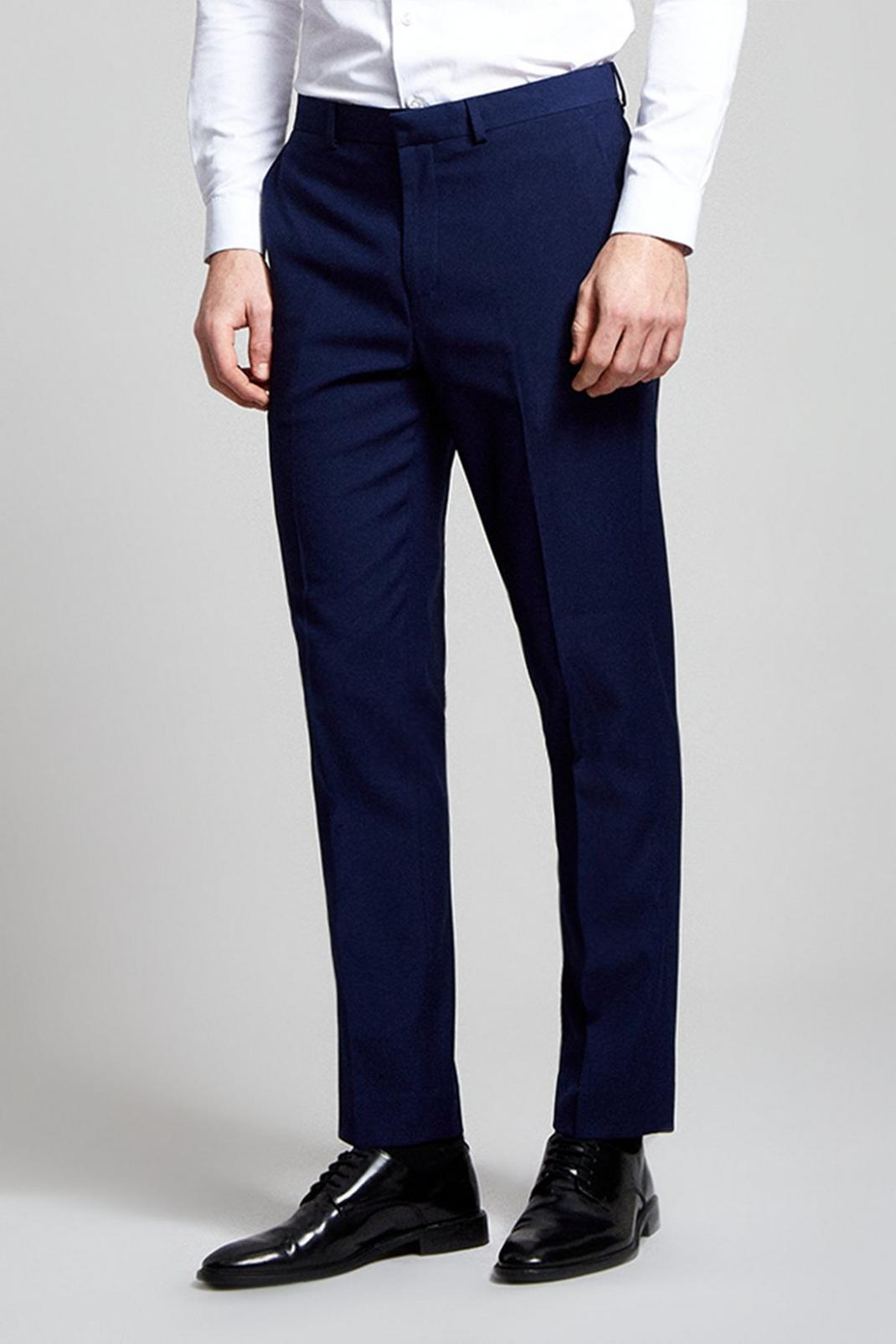Skinny Fit Navy Stretch Tuxedo Suit Trouser image number 1