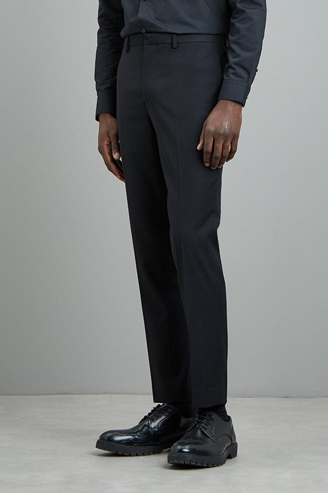 Skinny Fit Black Stretch Tuxedo Trouser image number 1