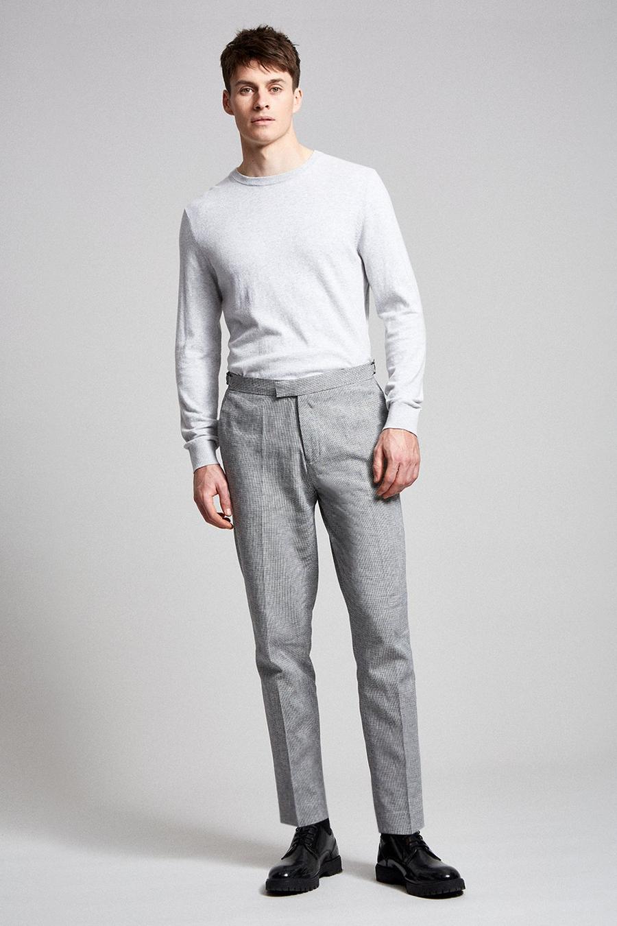 Slim Fit Grey Dogtooth Smart Trousers