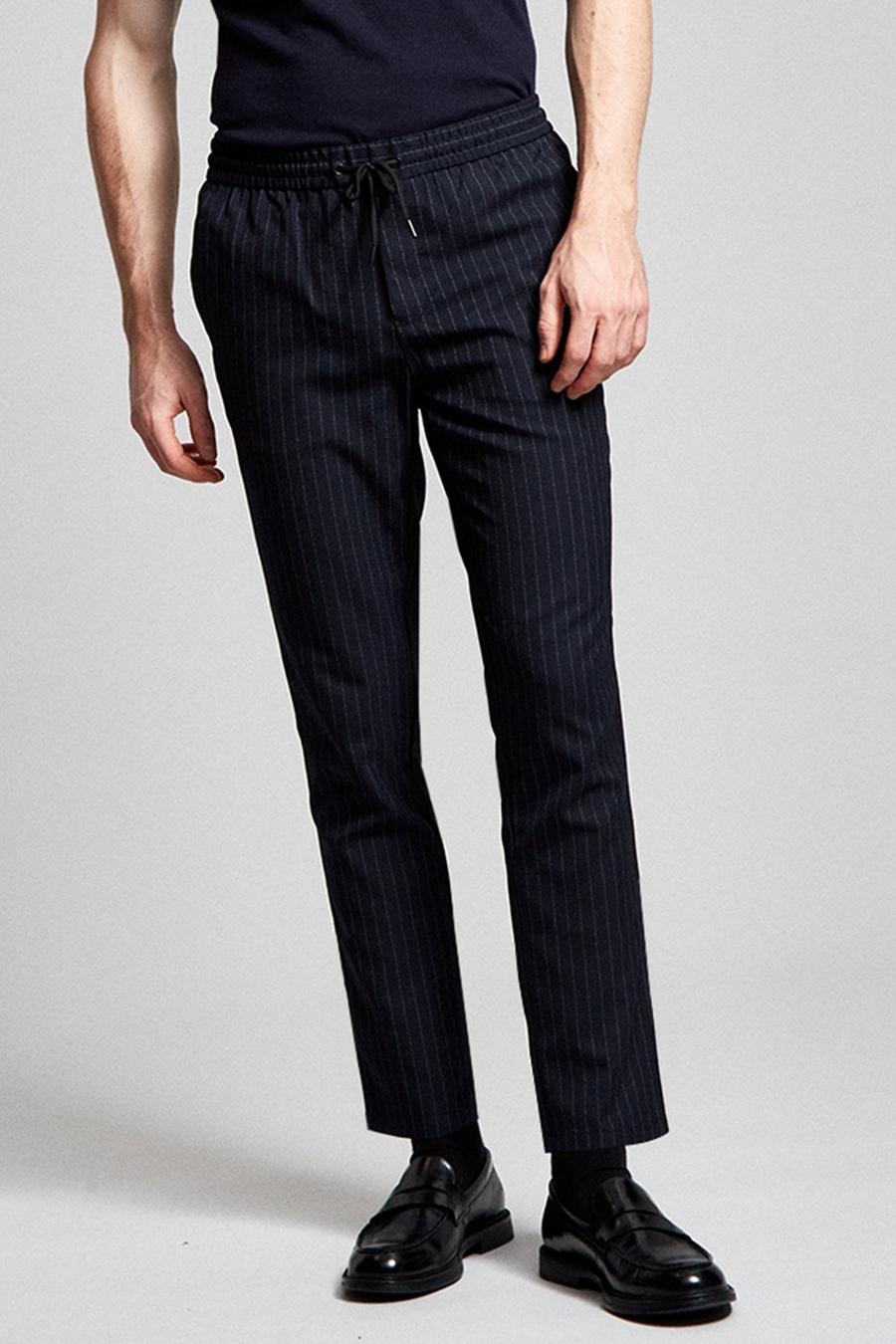 Skinny Fit Jogger Blue Texture Stripe Trouser