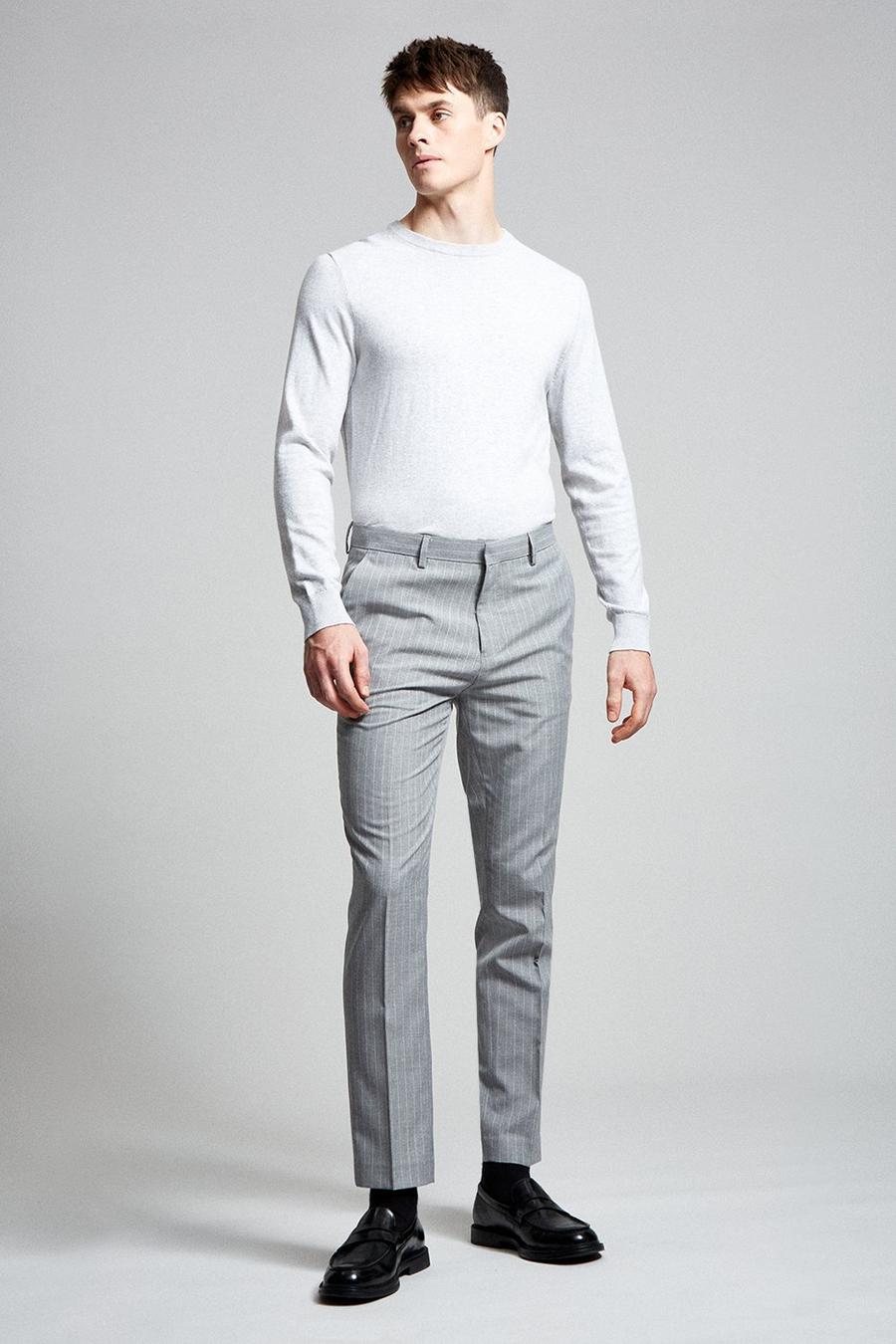 Slim Grey Pinstripe Trousers