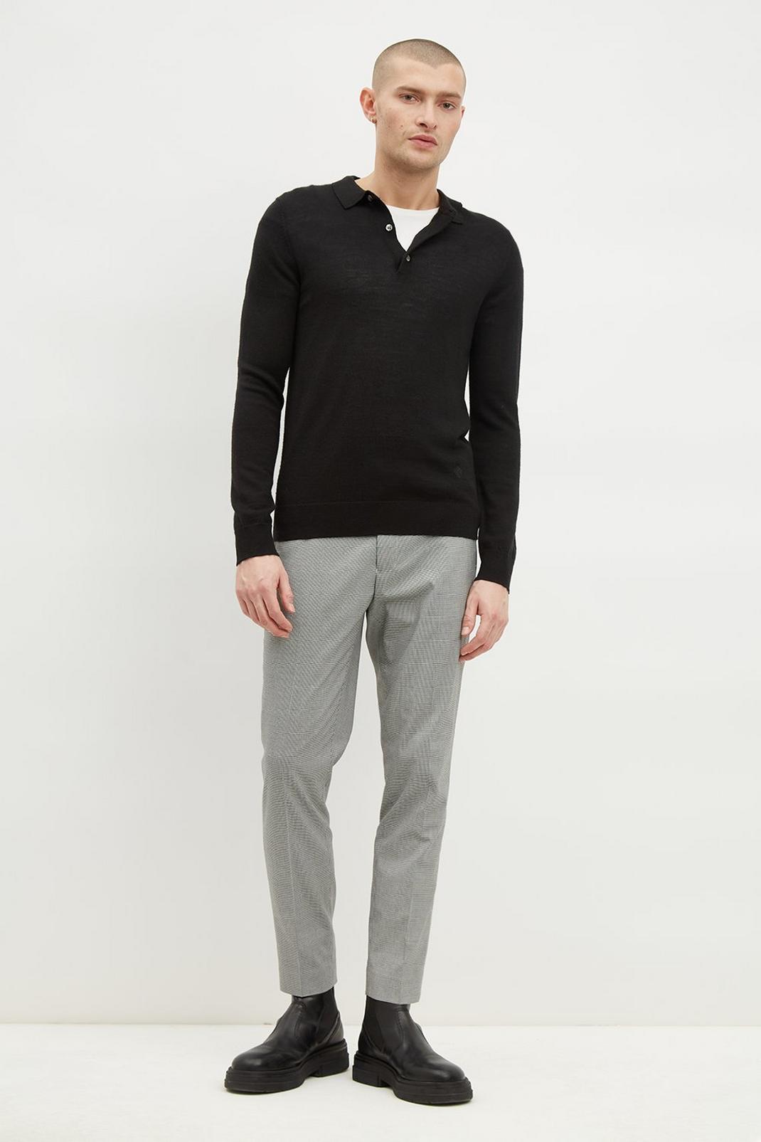 Skinny Black And White Dogtooth Trousers image number 1