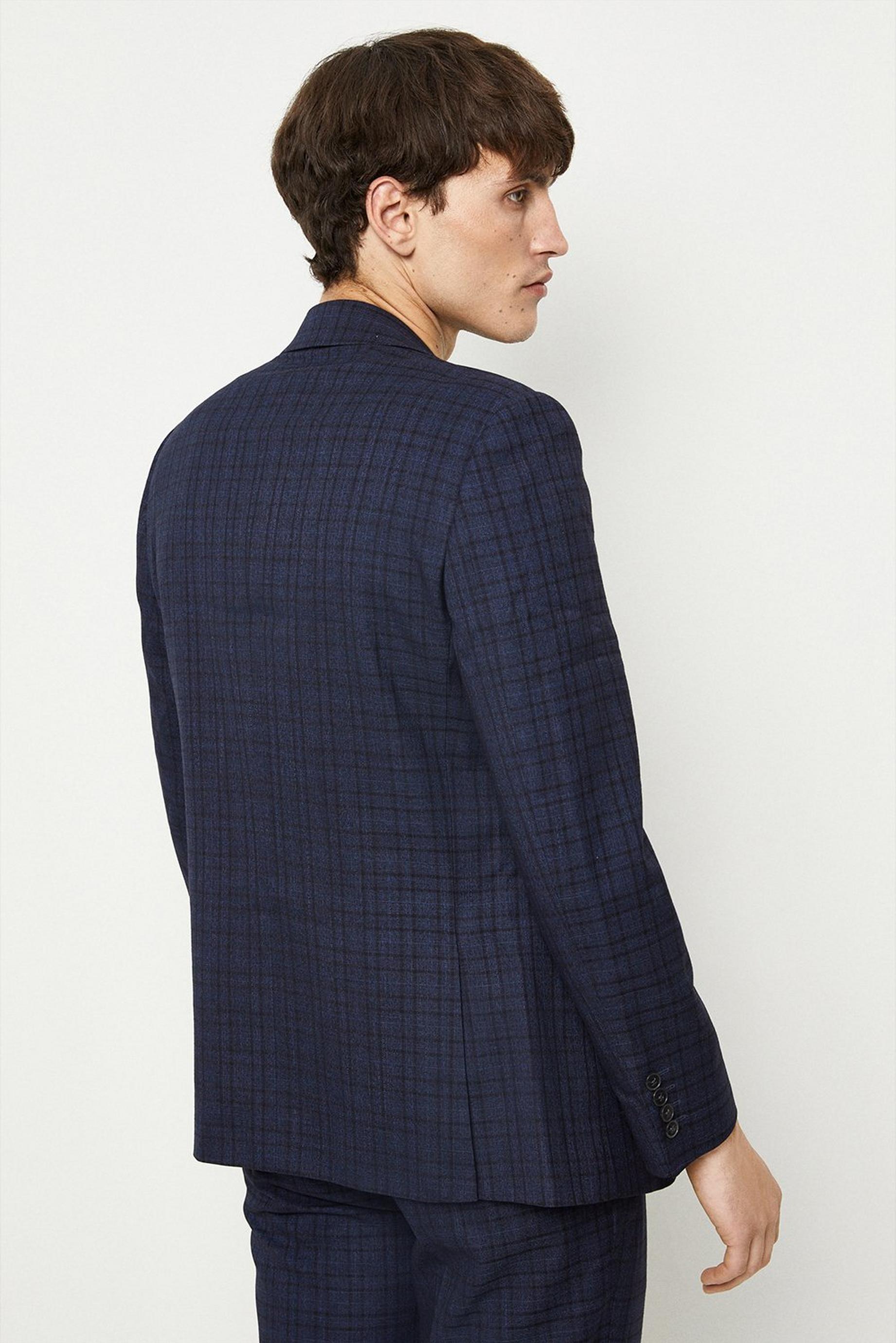 Slim Fit Navy Multi Check Two-Piece Suit