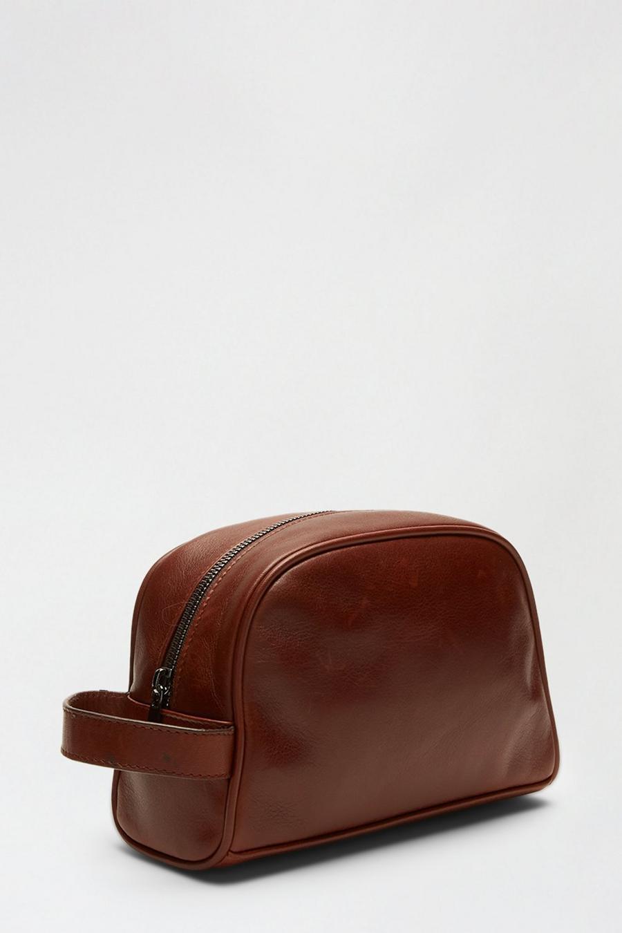 Brown Leather Wash Bag