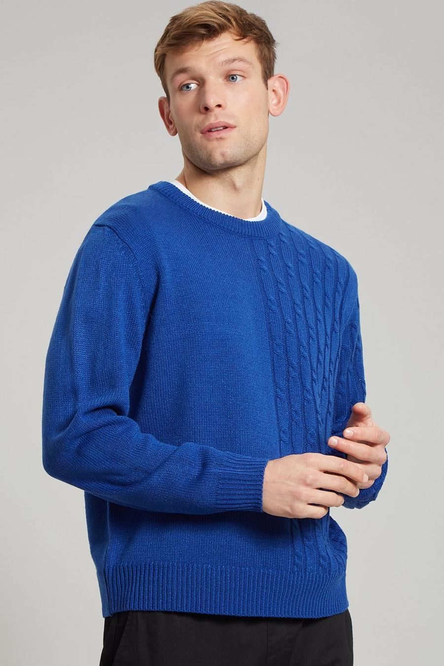 Placement Cable Knit Crew Neck