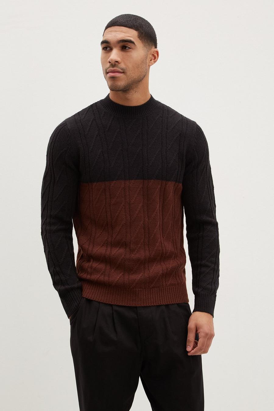 All Over Cb Cable Turtle Neck Walnut