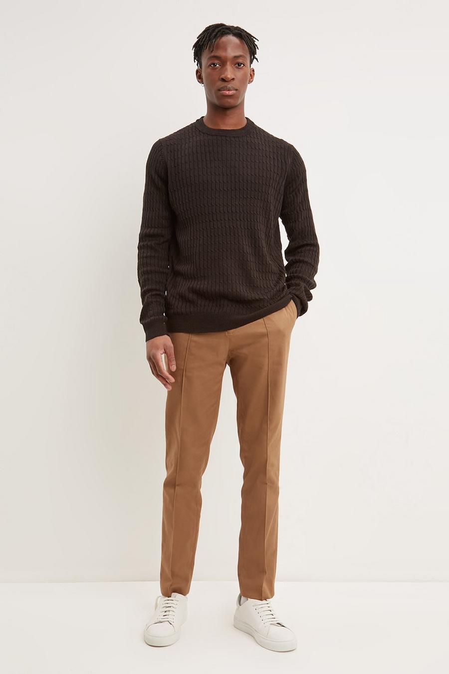Textured Cable Crew Neck Jumper