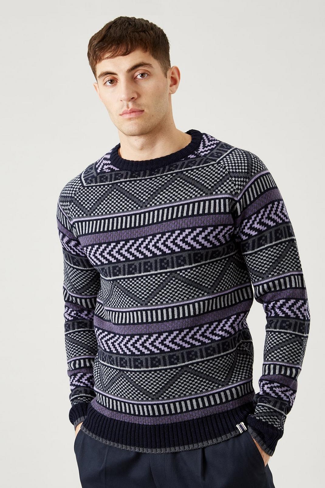144 Men's Geo Jacquard Sweater image number 1