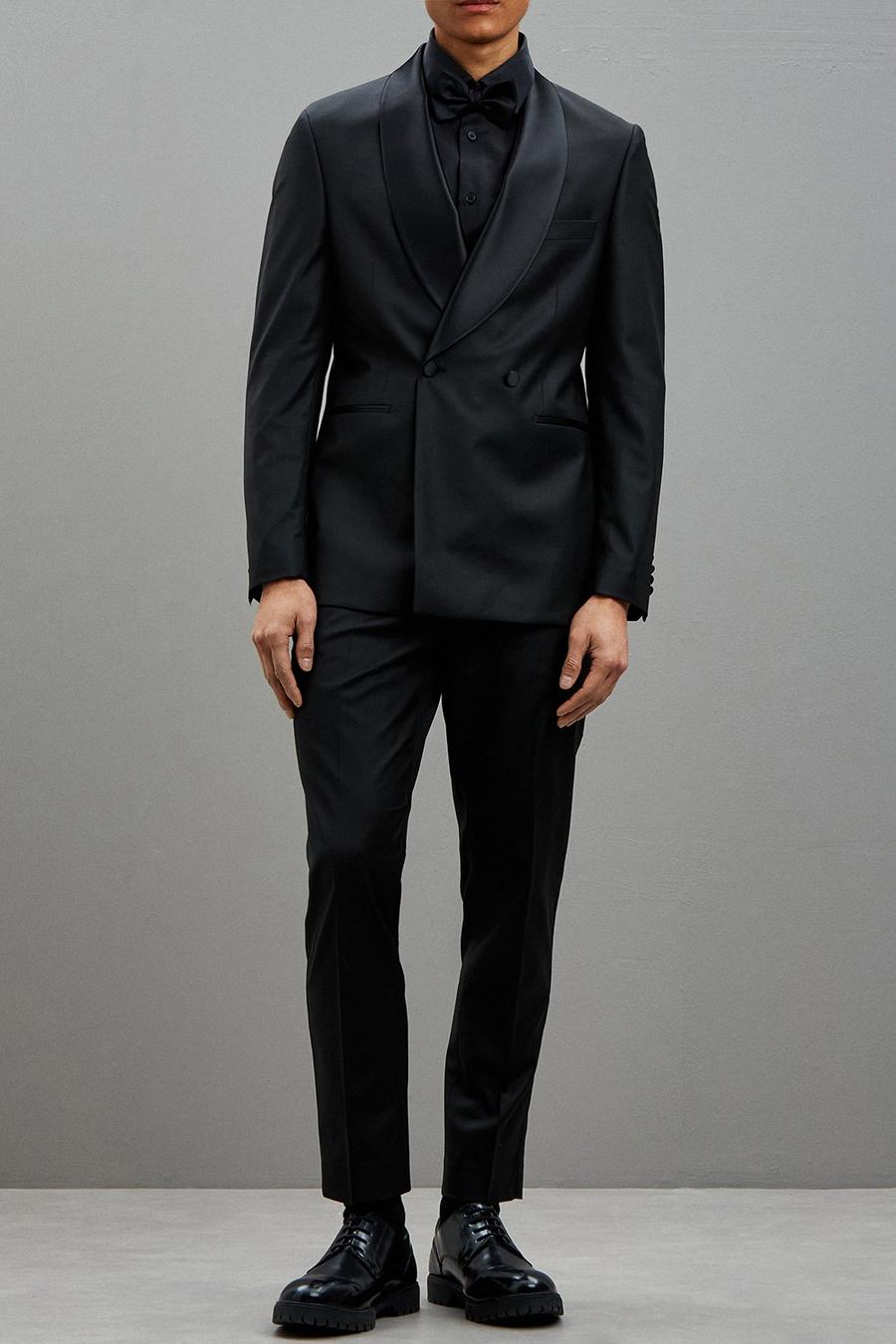 1904 Slim Fit Black Shawl Premium Two-Piece Suit 