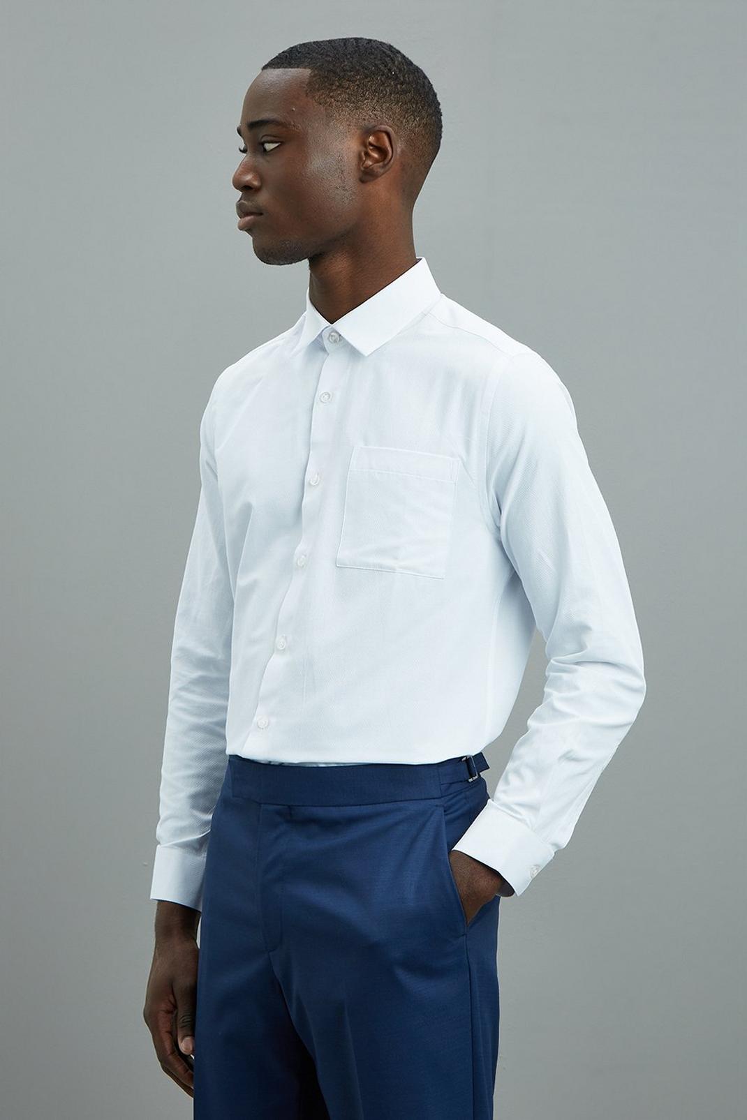 White Slim Smart Pocket Detail Shirt image number 1
