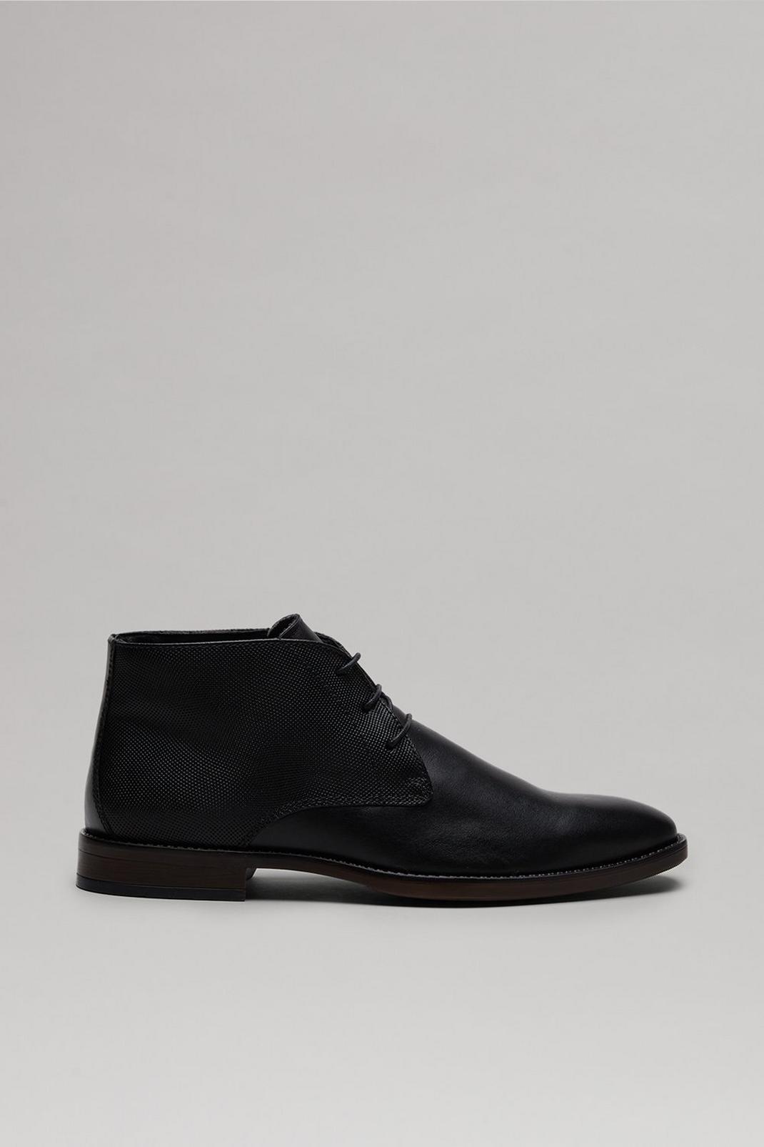Black Premium Leather Desert Boots image number 1