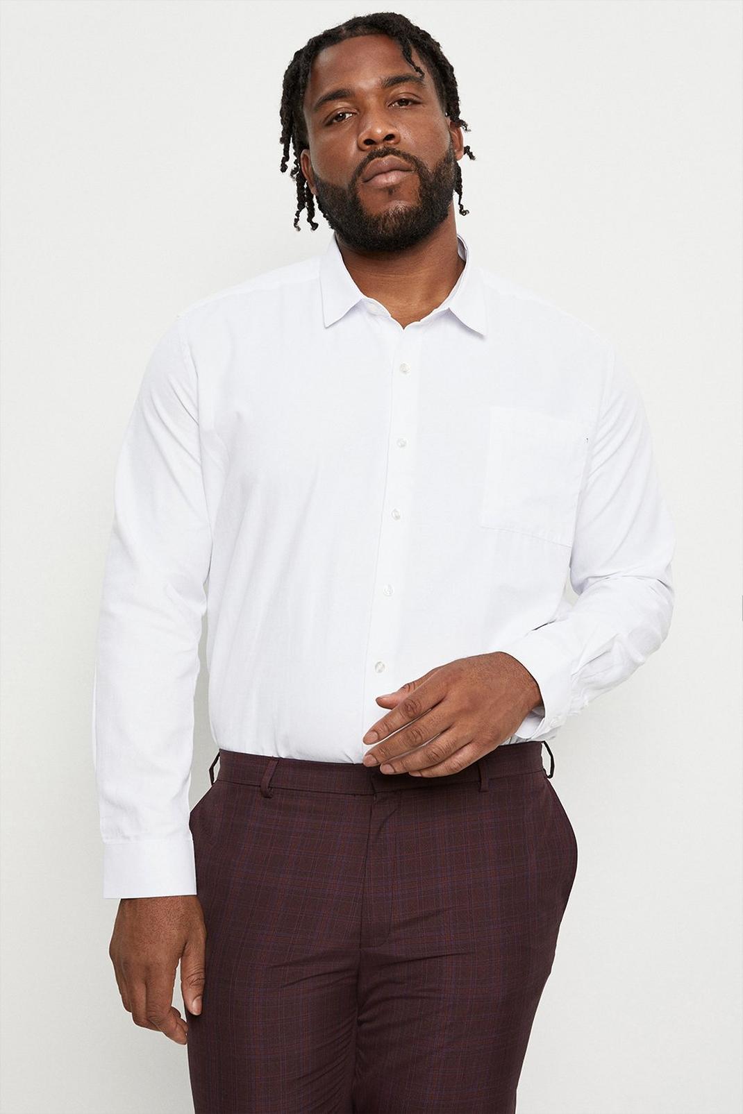 White Plus & Tall Slim Smart Pocket Detail Shirt image number 1
