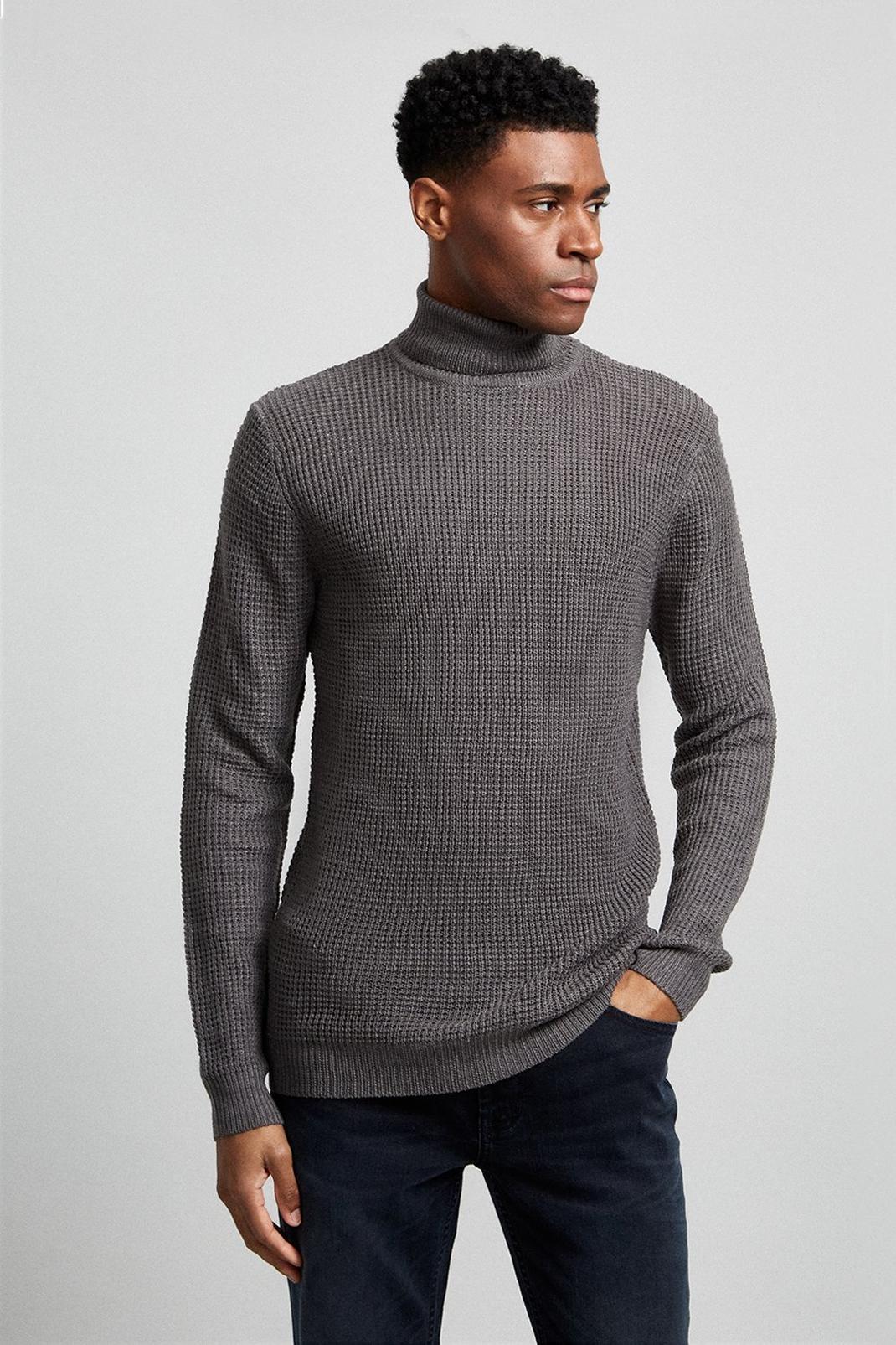 131 Waffle Knit Roll Neck  image number 1