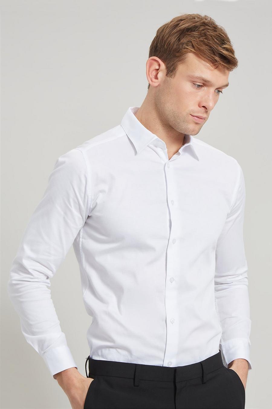 Skinny White Satin Shirt