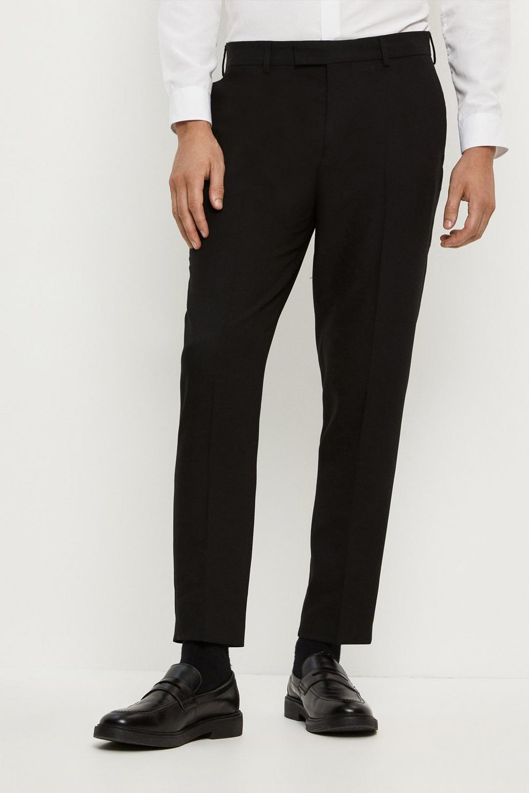 105 Skinny Fit Black Tuxedo Trousers image number 1