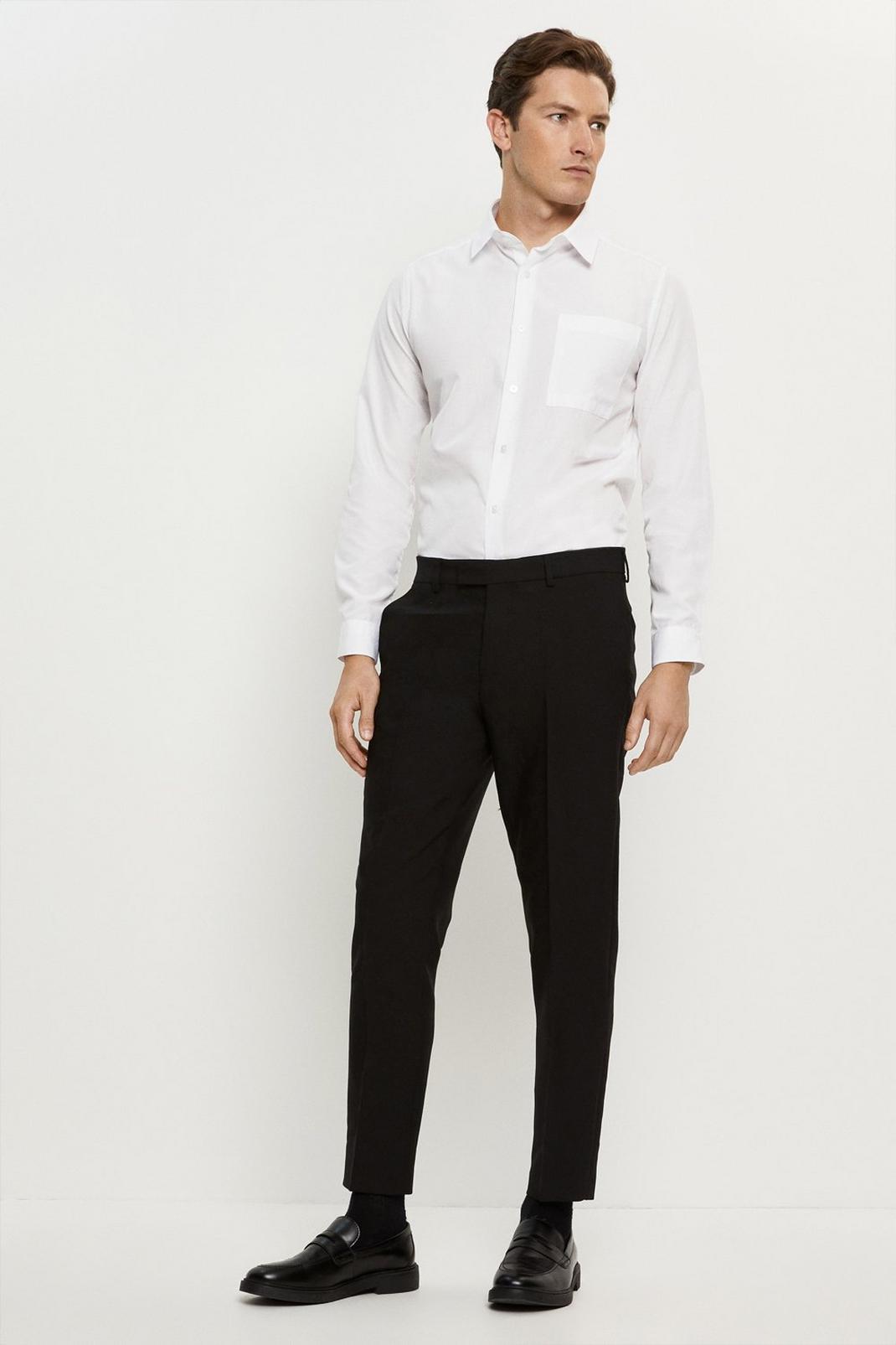 105 Skinny Fit Black Tuxedo Trousers image number 2