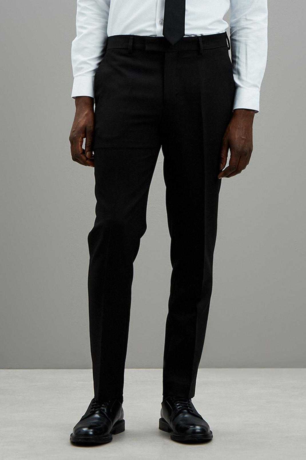 105 Slim Fit Black Tuxedo Trousers image number 1