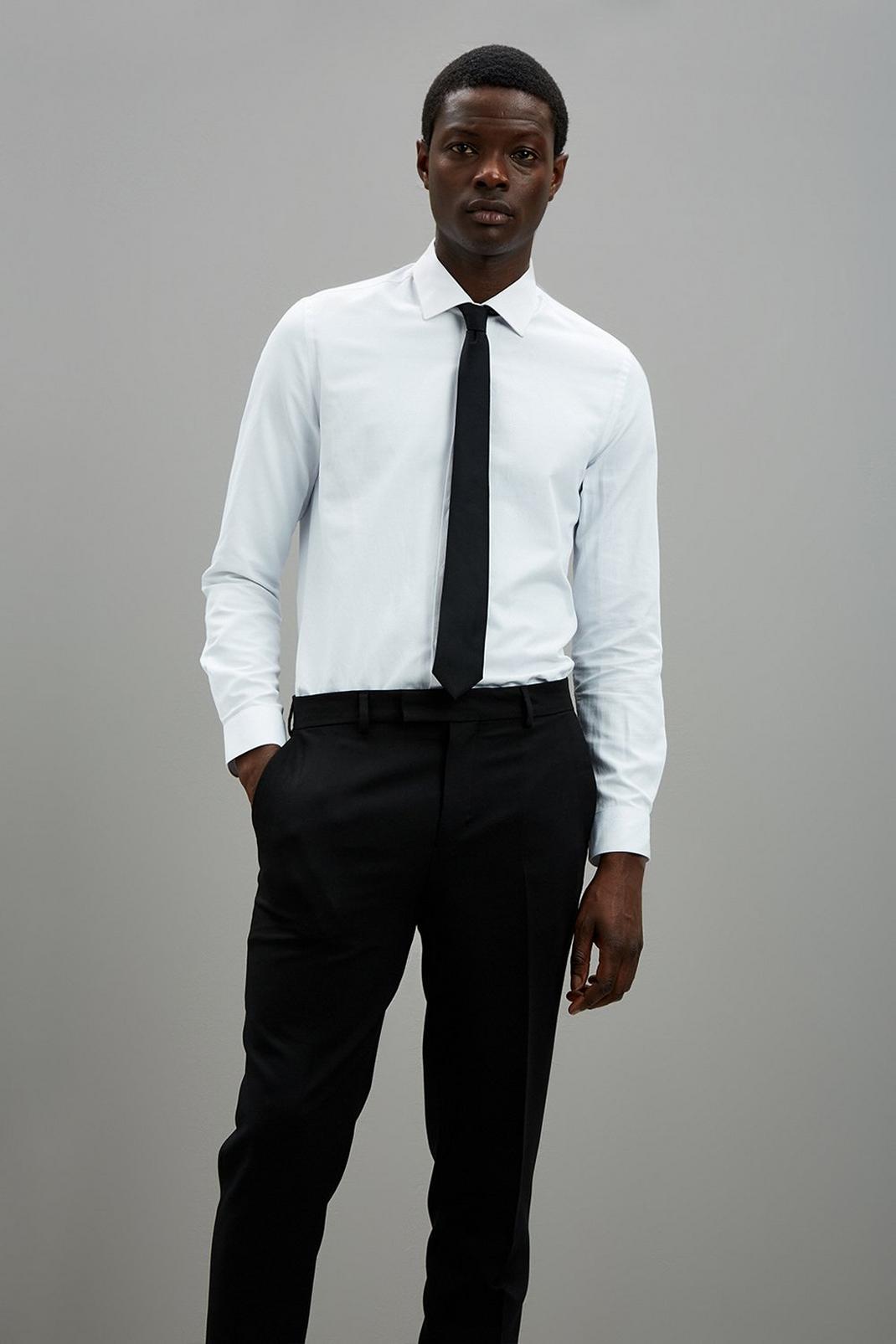 105 Slim Fit Black Tuxedo Trousers image number 2