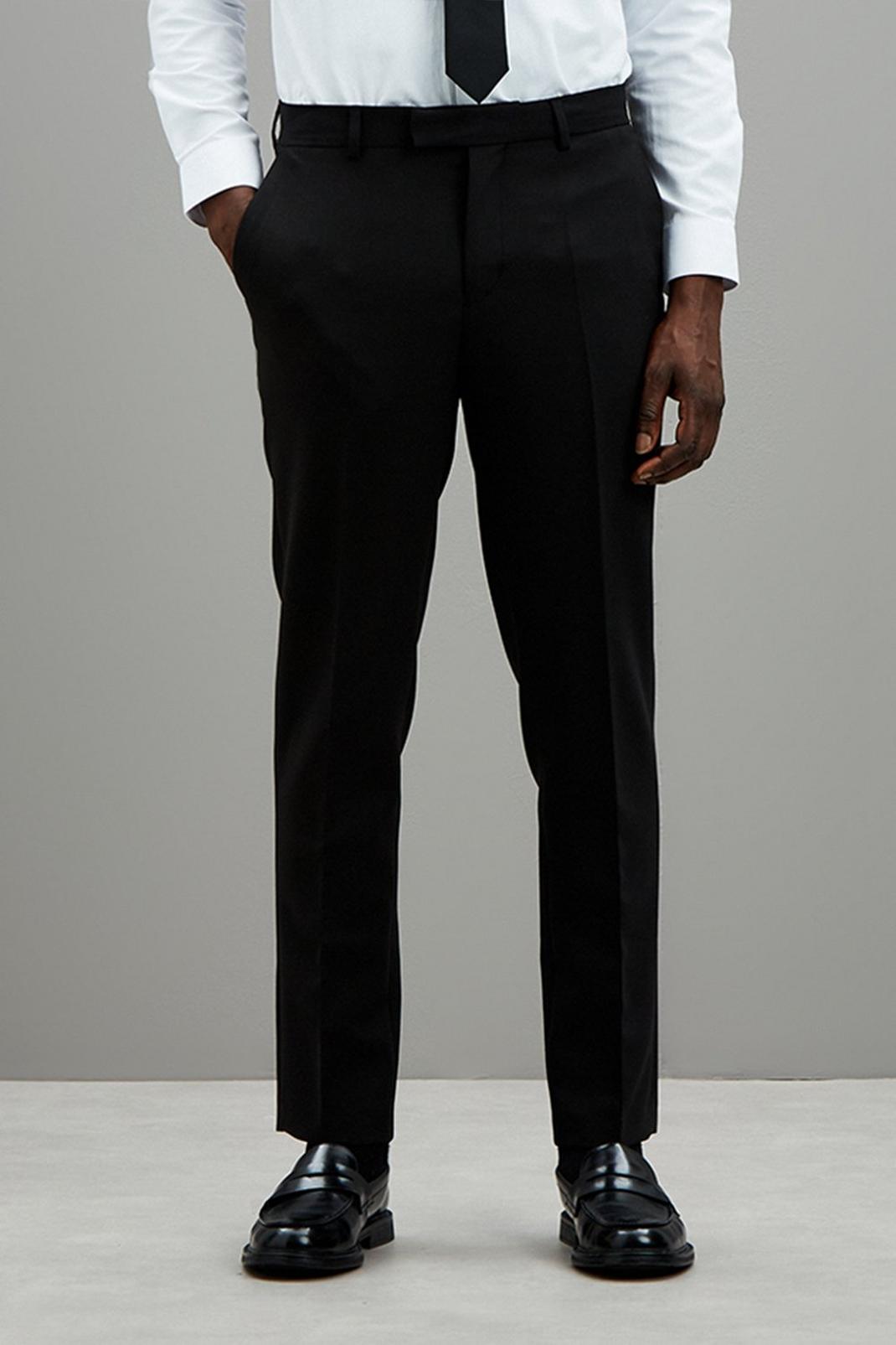 Slim Fit Black Tuxedo Suit Trousers image number 1