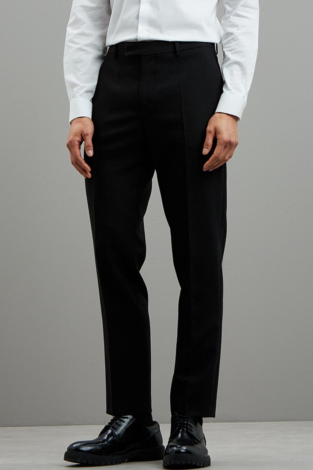 105 Slim Fit Black Tuxedo Trousers image number 1