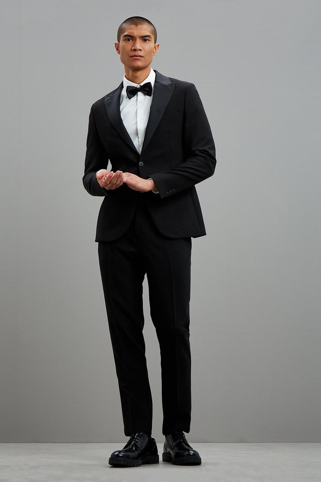 105 Slim Fit Black Tuxedo Trousers image number 2