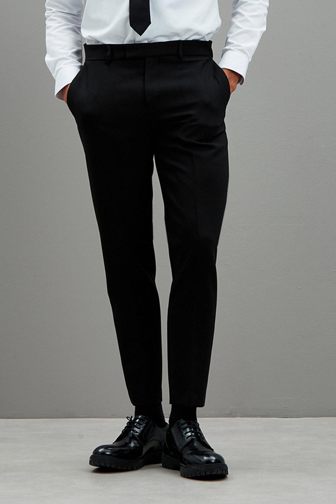 Skinny Fit Black Tuxedo Trouser image number 1