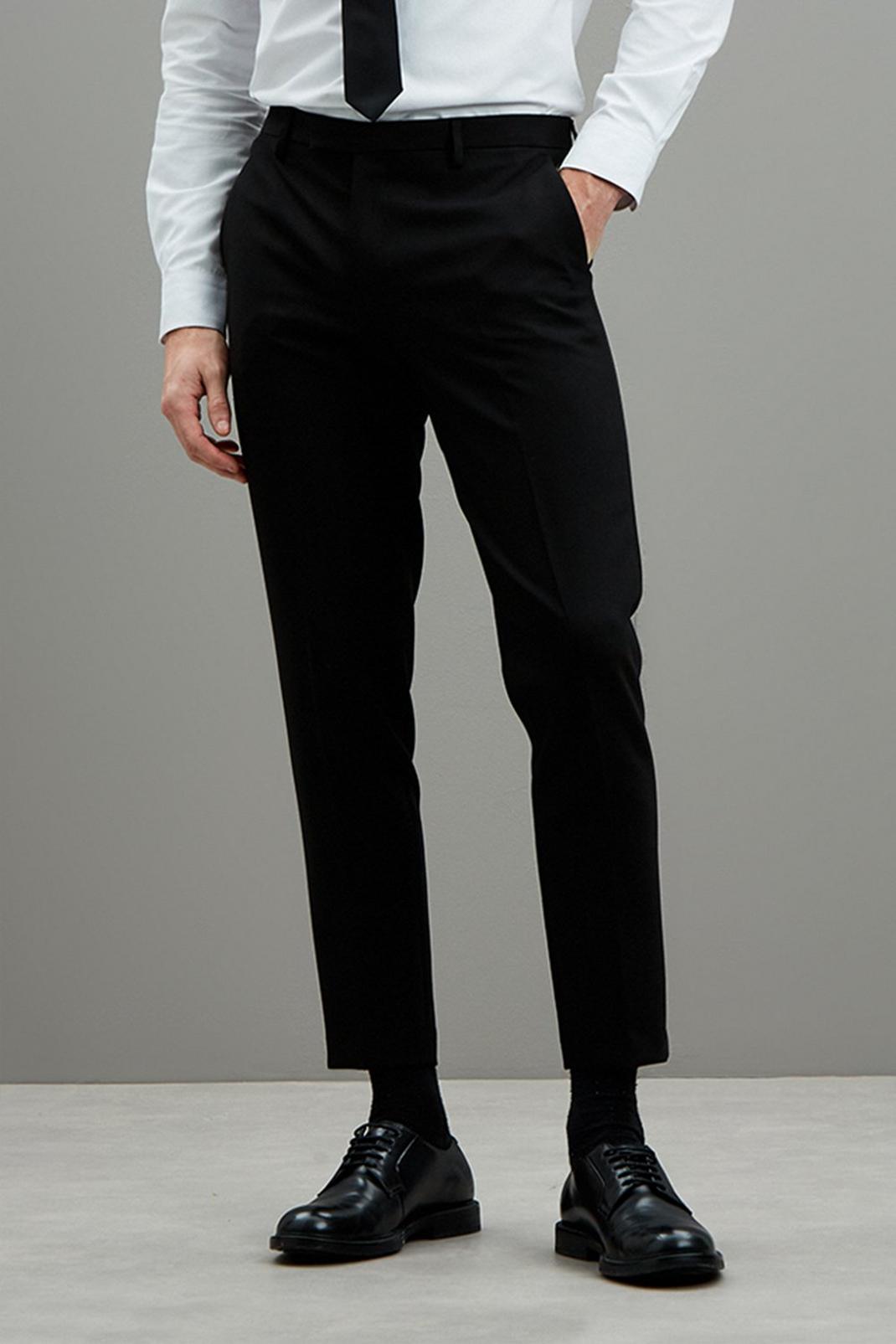 Super Skinny Fit Black Tuxedo Trouser image number 1