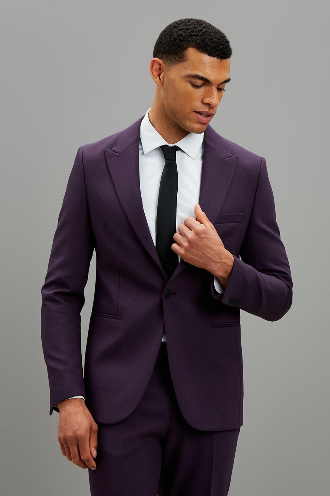 Skinny Fit Purple Tuxedo Jacket image number 1