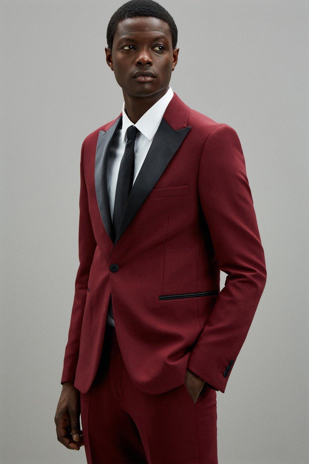 satin burgundy suit