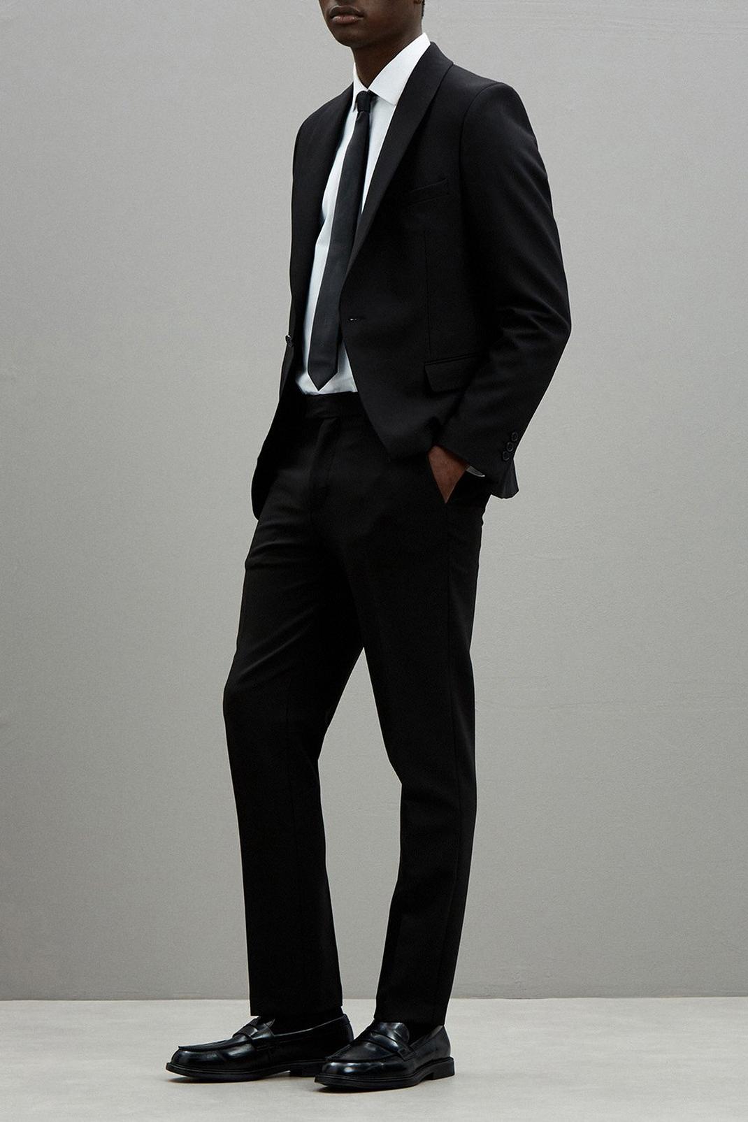 Slim Fit Black Shawl Tuxedo Suit Jacket image number 1