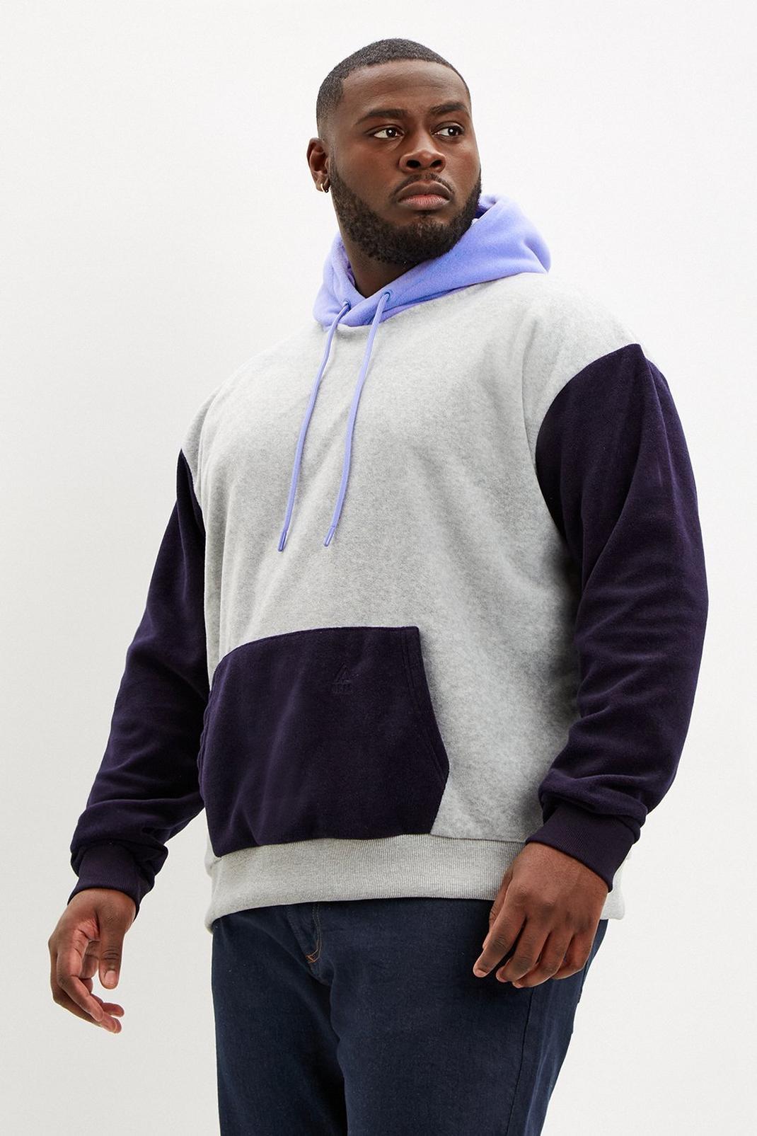 Navy Plus And Tall Relaxed Raglan Block Hoodie image number 1