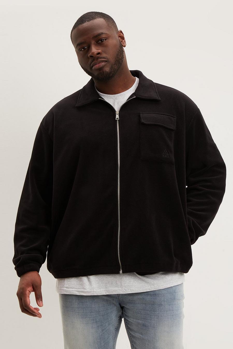 Plus And Tall Long Sleeve Relaxed Fleece Shacket