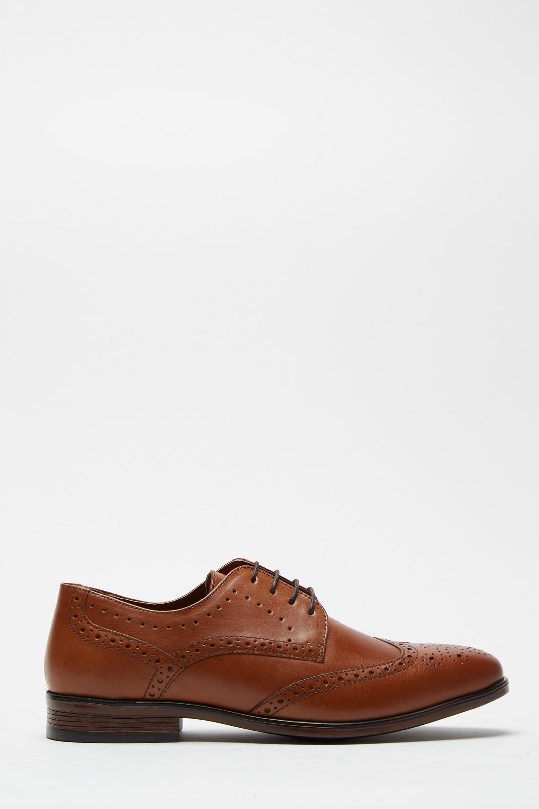Tan Leather Brogue Shoes image number 1