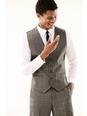 109 Tailored Fit Grey Pow Check Waistcoat