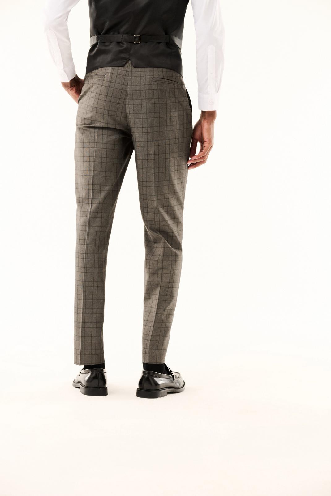109 Tailored Fit Grey Pow Check Trousers image number 2