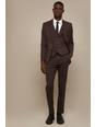 Slim Fit Brown Check Suit Trousers