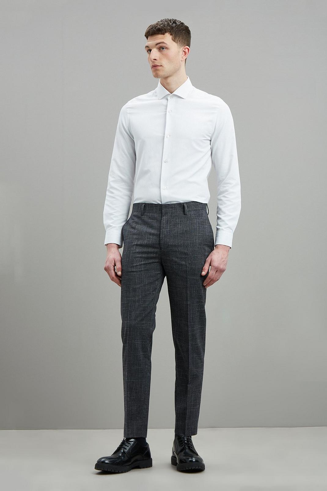 Grey Skinny Fit Grindle Weave Trousers image number 1