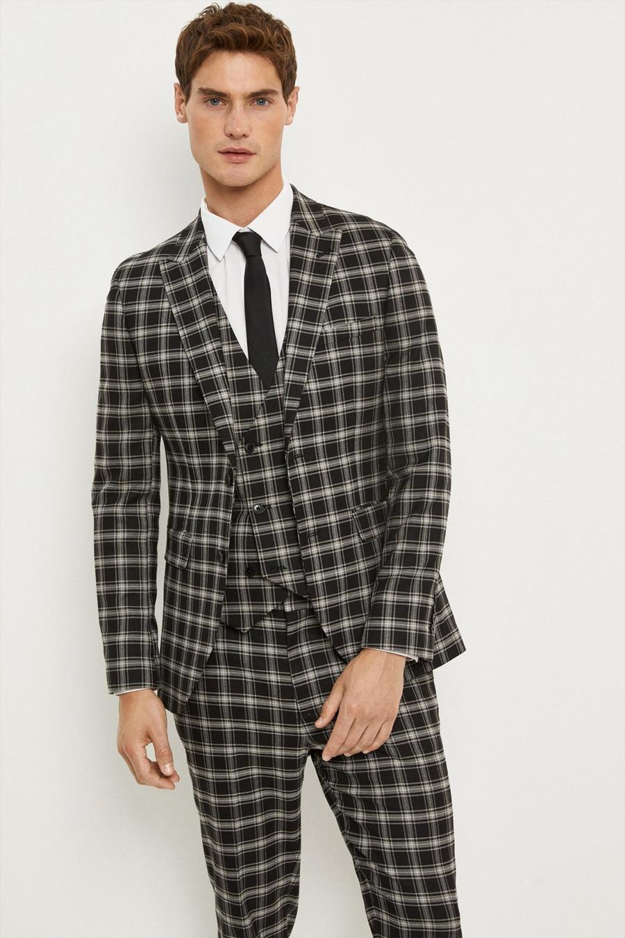 Skinny Fit Audi Check Three-Piece Suit