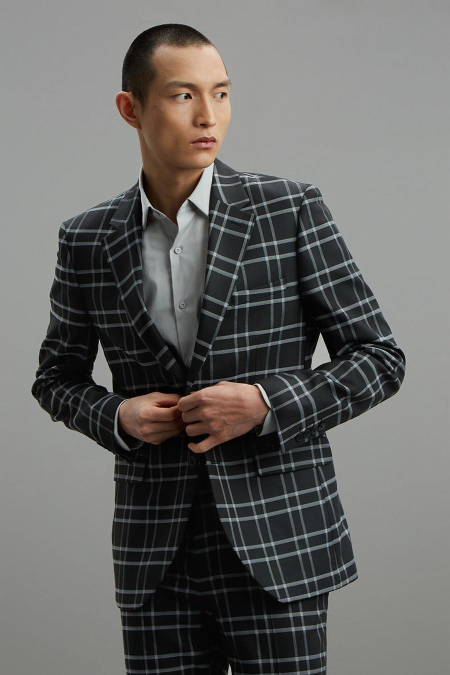 Slim Fit Navy Check Two-Piece Suit