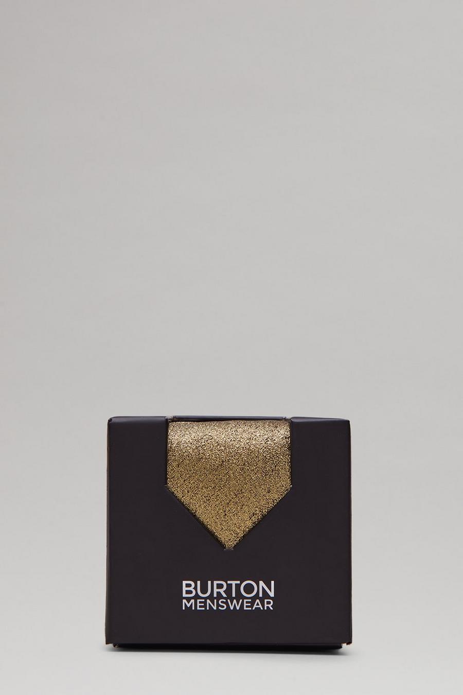 Gold Glitter Tie Set And Cuff Links Gift Box