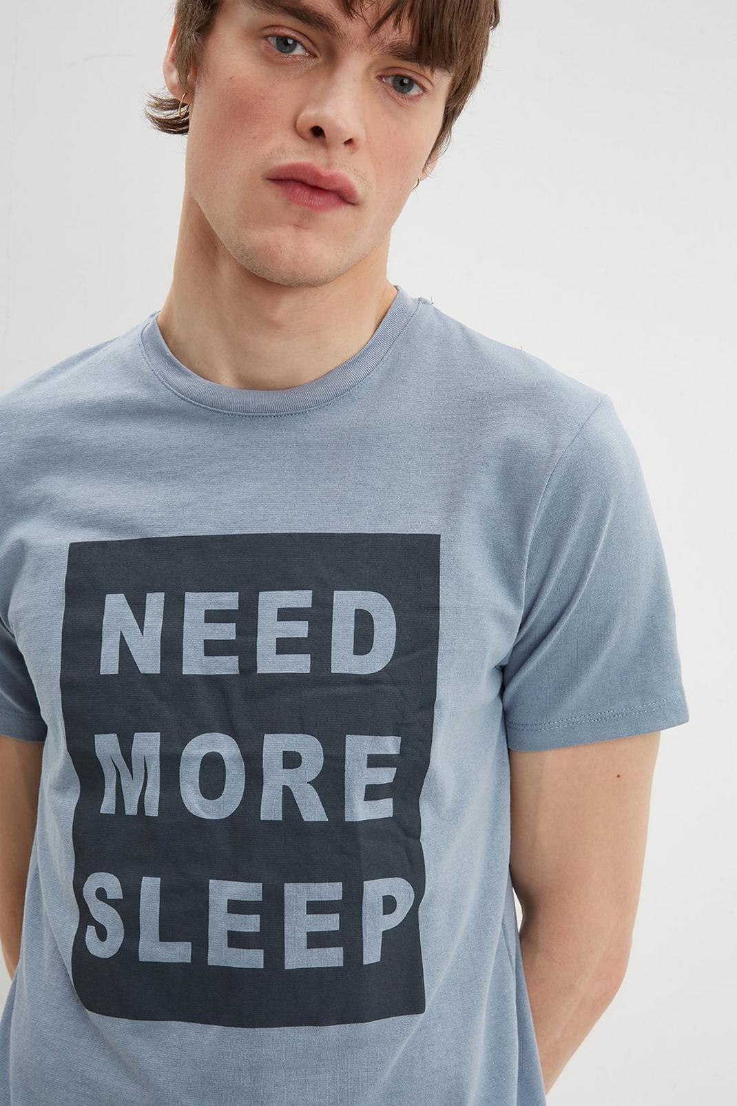 Navy Need More Sleep Top & Bottoms Pyjama Set image number 1
