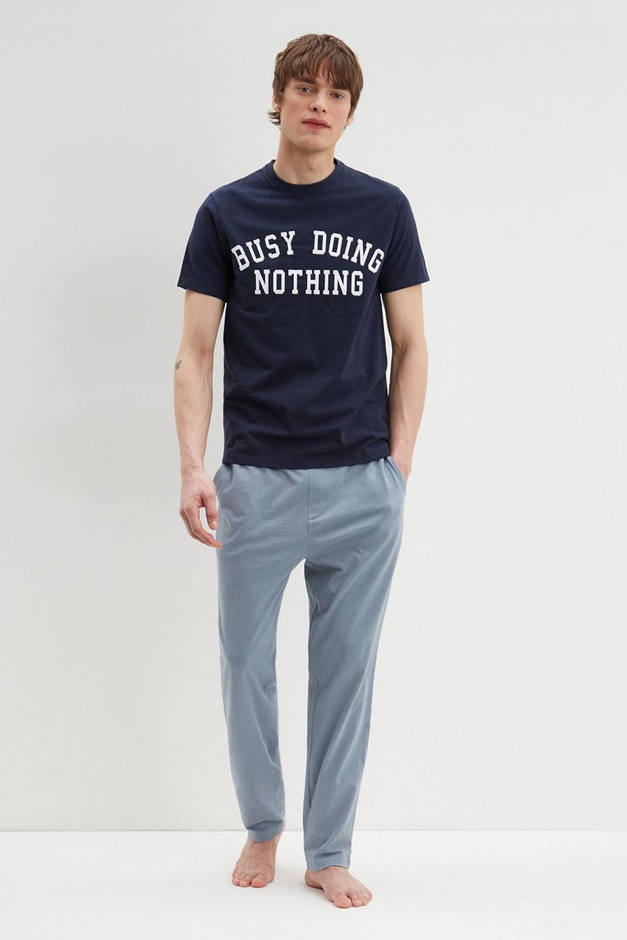 Busy Doing Nothing Top & Bottoms Pyjama Set