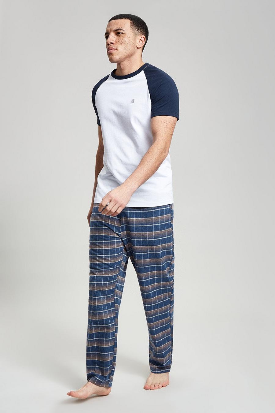 White Short Sleeve Tee & Check Pyjama Set