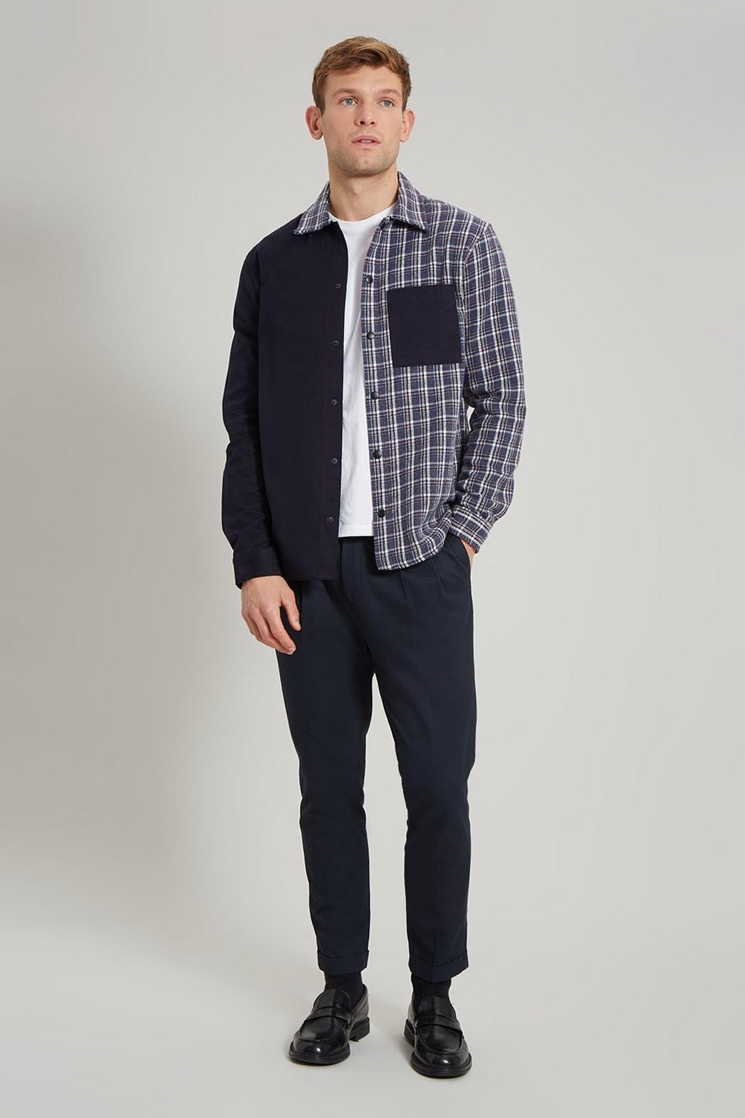 106 Check Overshirt With Contrast Panel image number 2